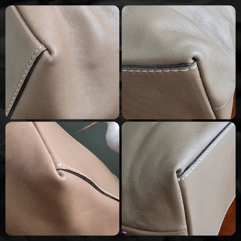 Etienne Aigner Tan Leather Hobo Shoulder Bag Minimalist Y2K